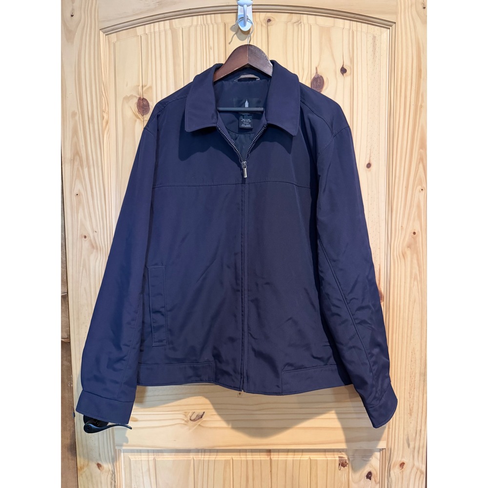 London Fog Mens XL Navy Blue Microfiber Full Zip Golf Jacket 076901SM